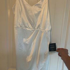 Lulus White Satin V-Neck Slip Dress